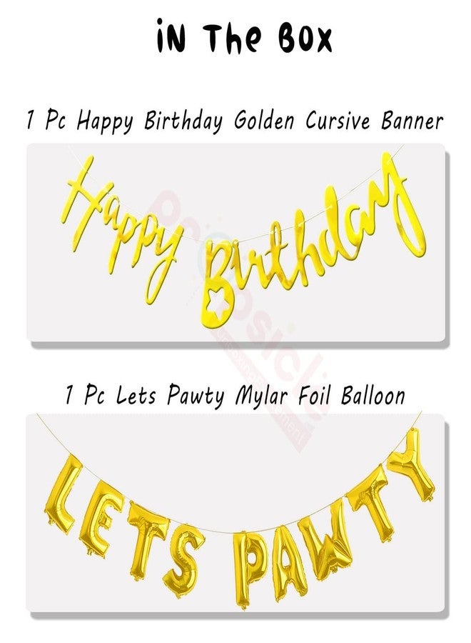 بروبسيكل بالون حروف ذهبي من بروبسيكل، وأوراق حروف مكتوبة بخط اليد تحمل عبارة "عيد ميلاد سعيد" | زينة حفلة عيد ميلاد جرو - عبوة من 7 بالونات - Image 2